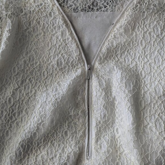 Calvin Klein Cream Lace Quarter Zip Women’s Size L - Picture 2 of 7